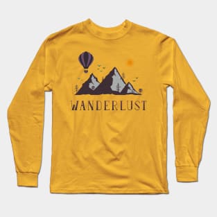 Wanderlust Outdoor Mountain Scene Hot Air Balloon Long Sleeve T-Shirt